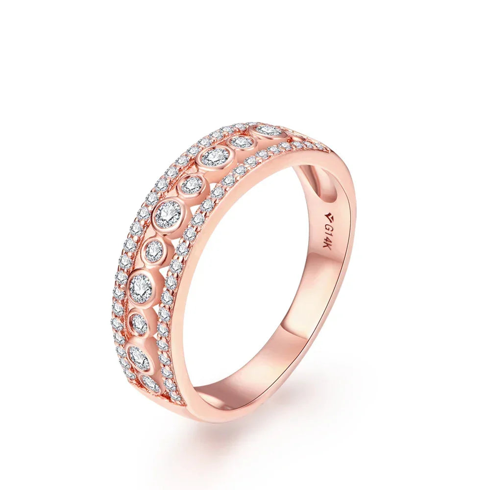 Anel Aro Triplo Moissanite Rosé / 12 Aneis 1004