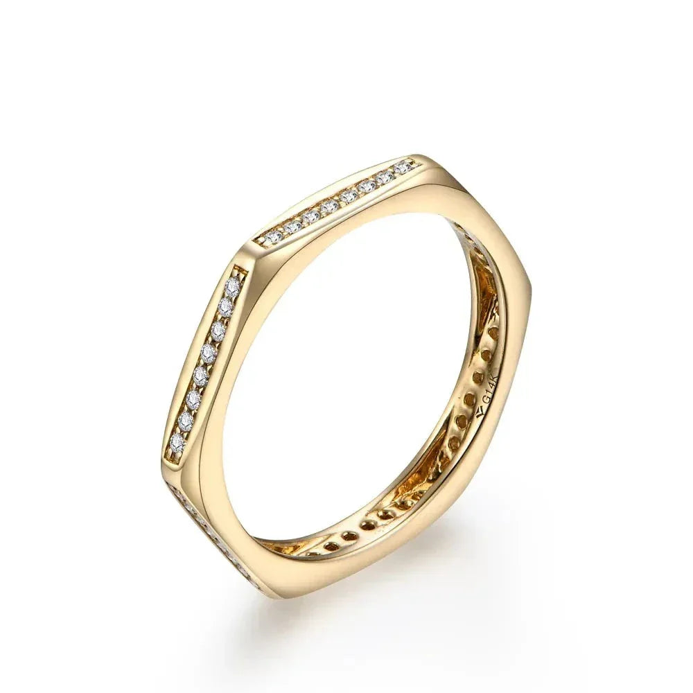 Anel Cravejado Com Pedras Moissanite Ouro / 12 A. M Gold -