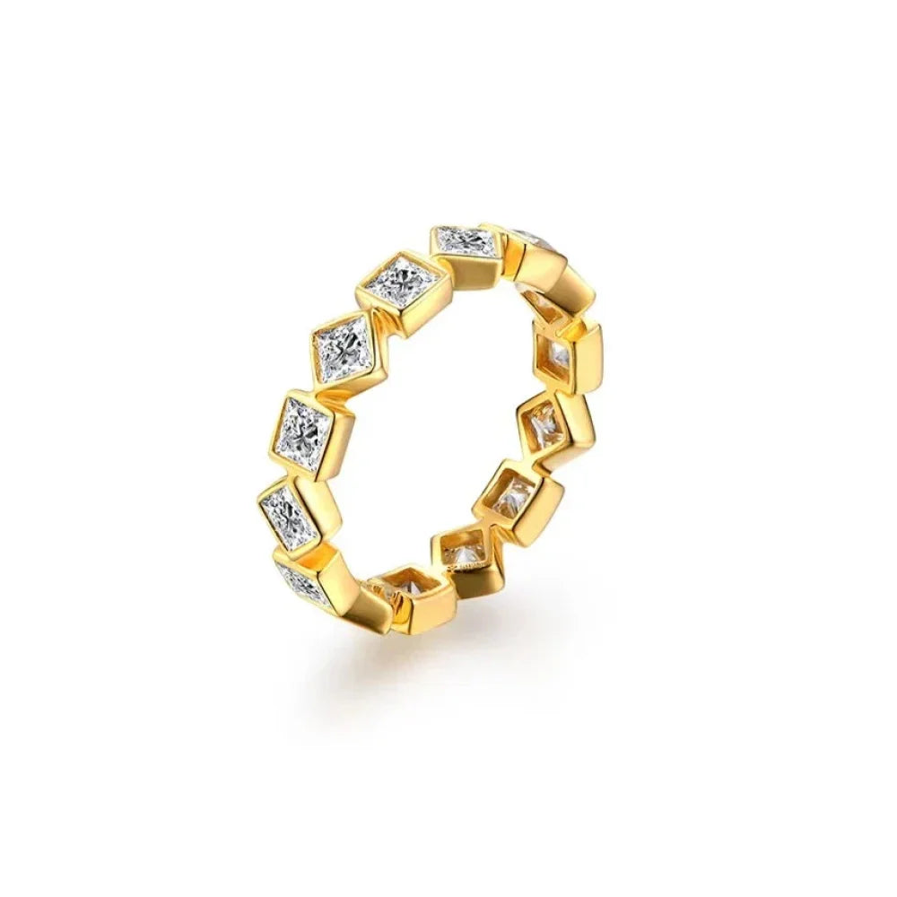 Anel Quadriculado Moissanite Ouro / 12 A. M Gold - 07