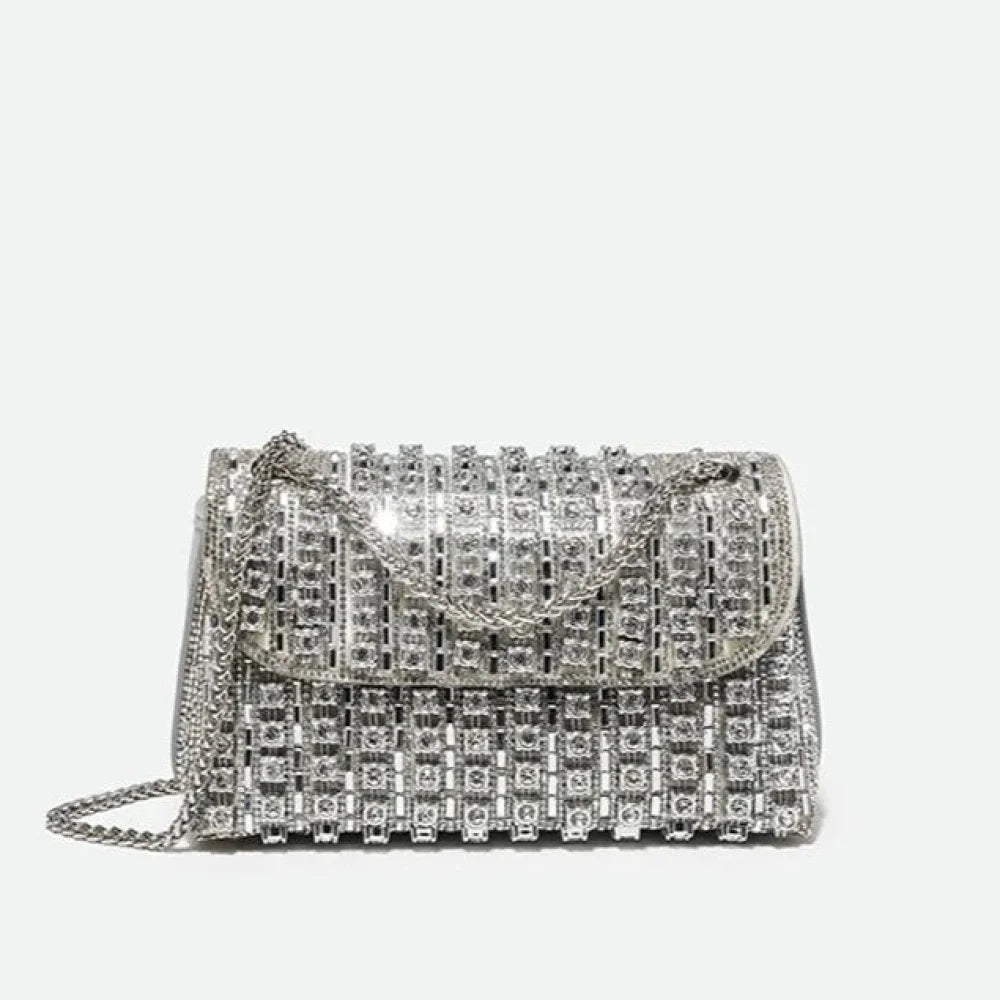 Bolsa Strass Luxo Prata