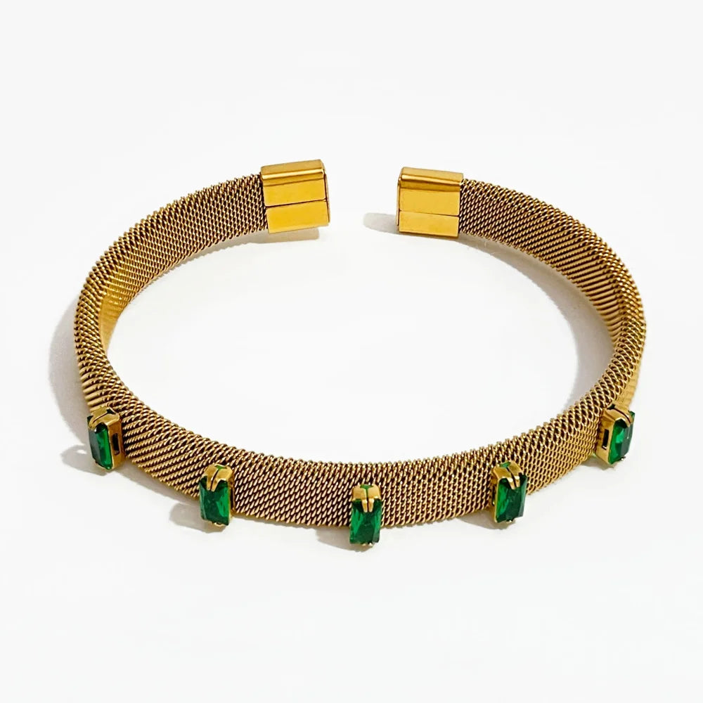 Bracelete Com Pedra Zircônia Verde