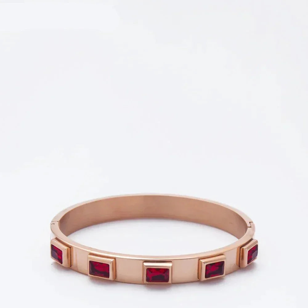 Bracelete Com Zircônias Quadradas Rosé