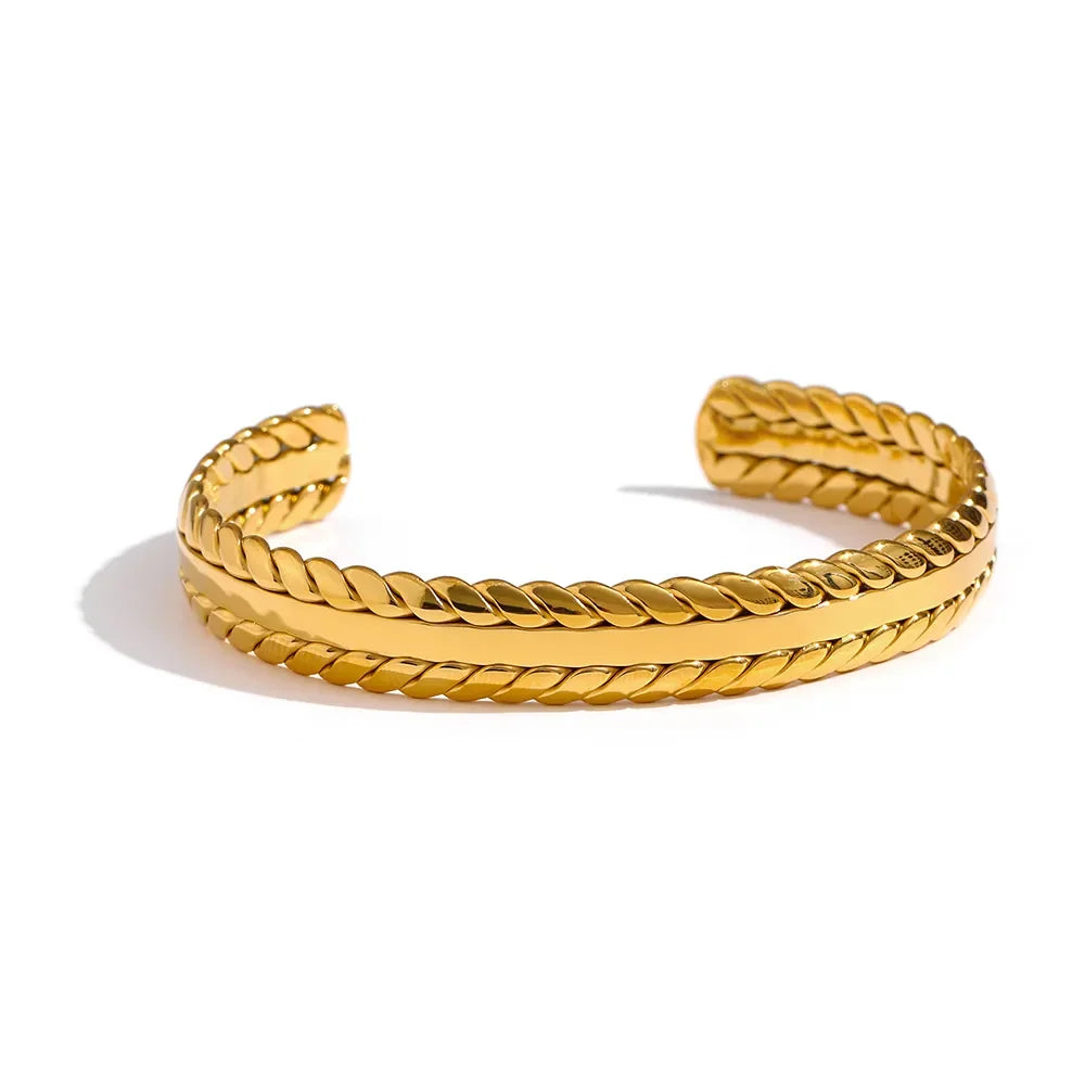 Bracelete Folhas Dourado Pulseiras 3008