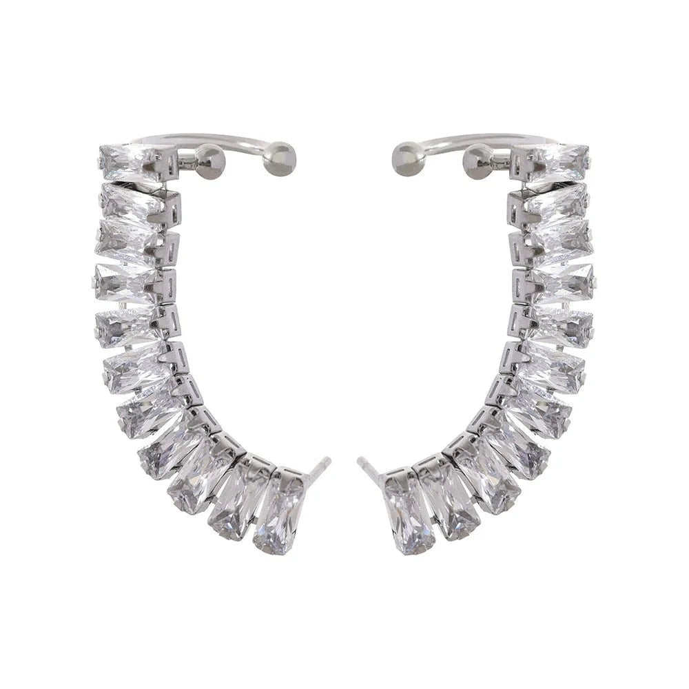 Brinco Ear Cuff De Zircônias Prata