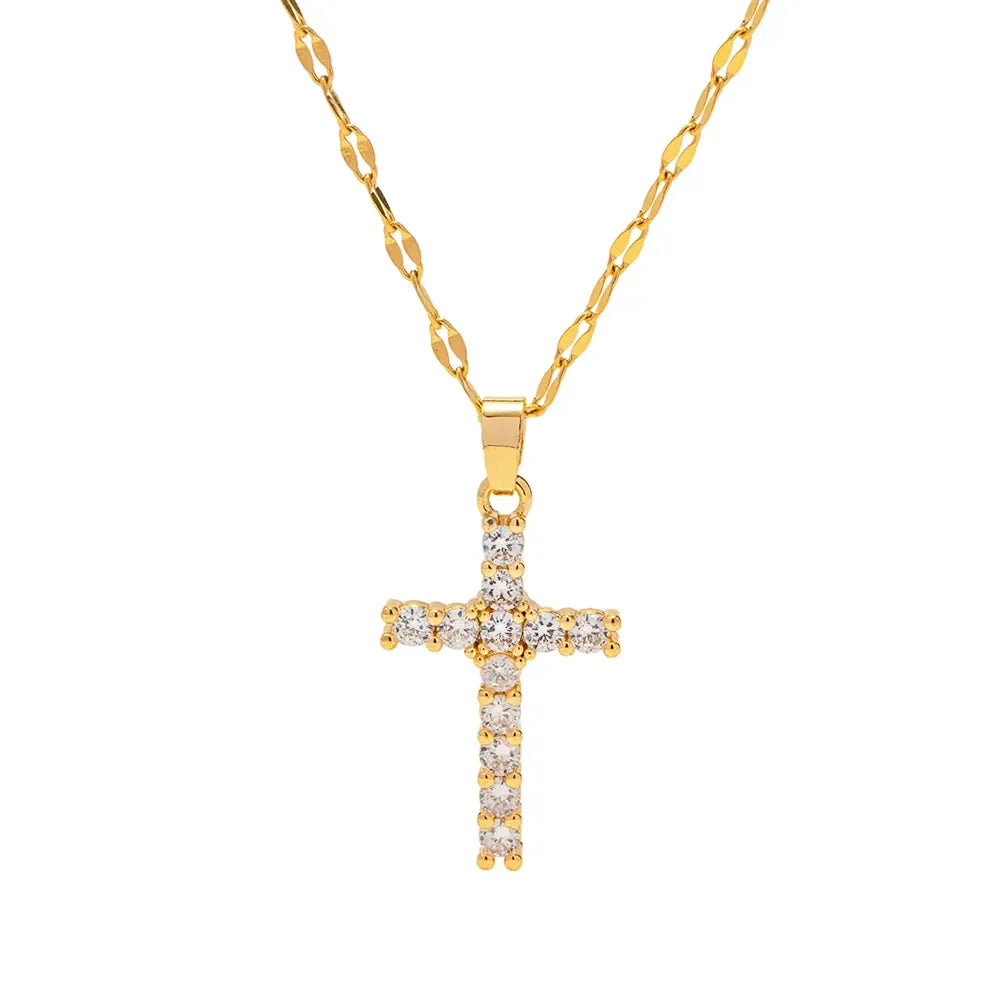 Colar Singapura Com Crucifixo Dourado Colar 07