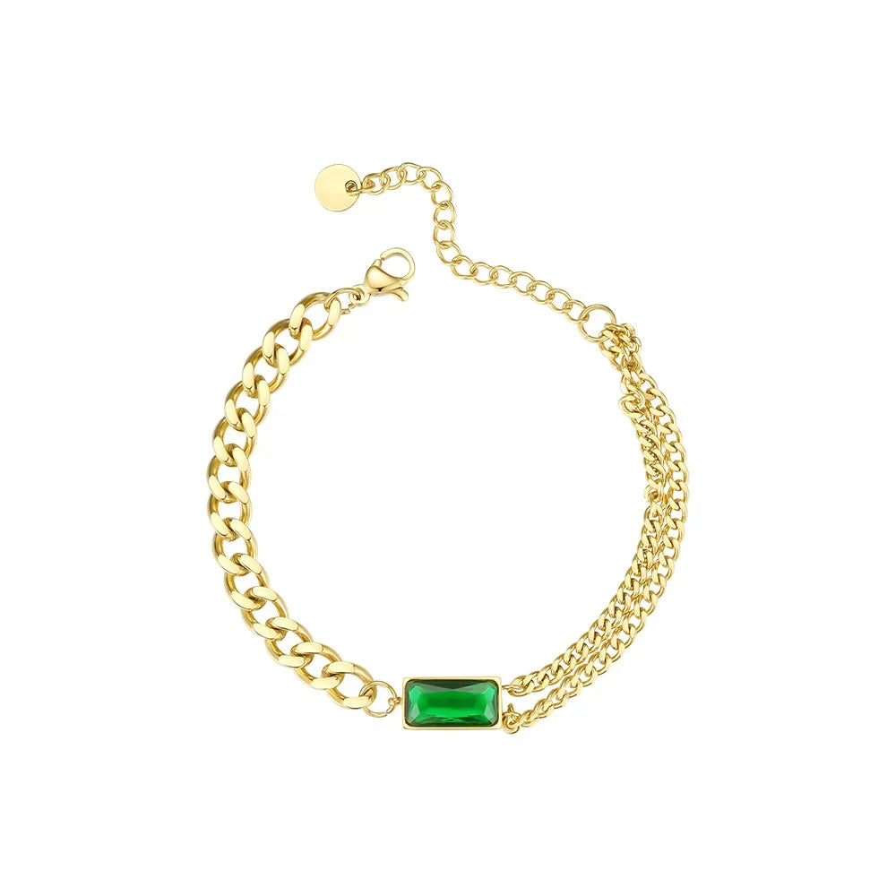 Pulseira Com Pedra Retangular Dourado P. Meraki 04