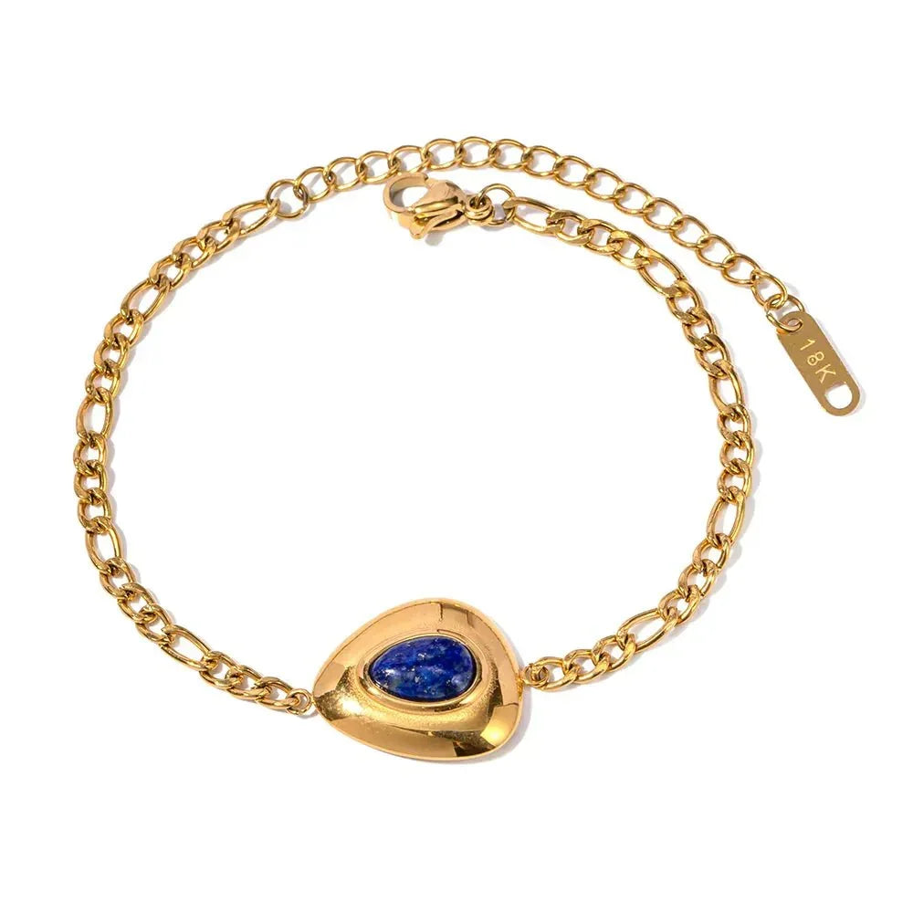 Pulseira Com Pingente Azul Dourado Pulseira 37