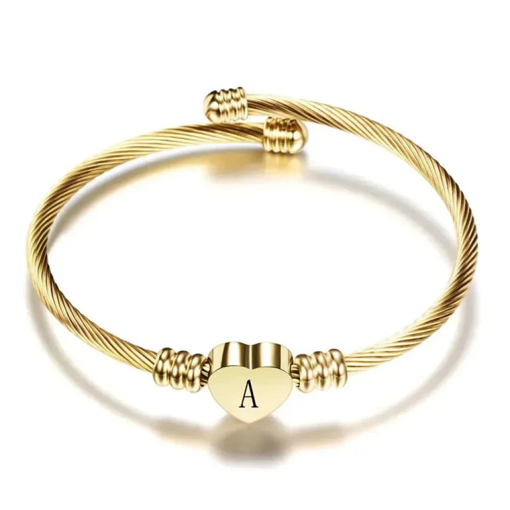 Pulseira Com Pingente Em Formato De Coração E Letra A / Dourado Pulseira 46