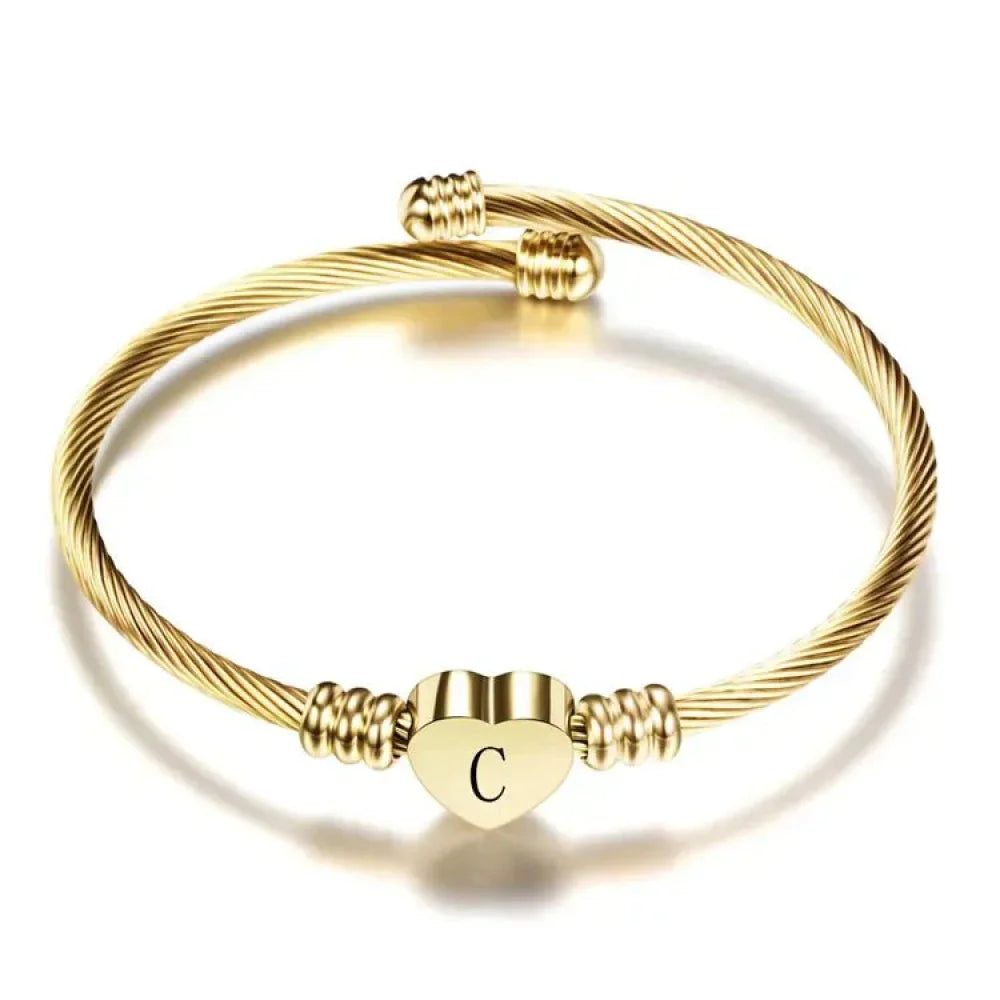 Pulseira Com Pingente Em Formato De Coração E Letra C / Dourado Pulseira 46