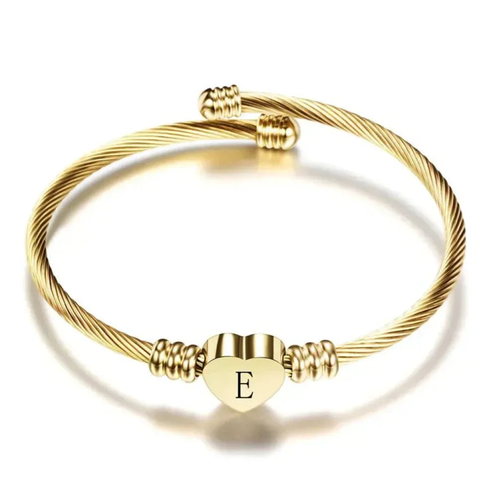 Pulseira Com Pingente Em Formato De Coração E Letra E / Dourado Pulseira 46