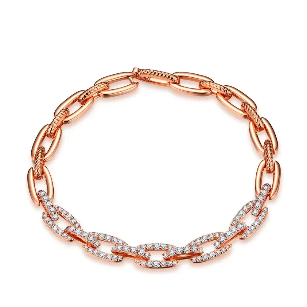 Pulseira De Elos Cartier Com Moissanite / Rosé 18Cm P. M Gold - 18